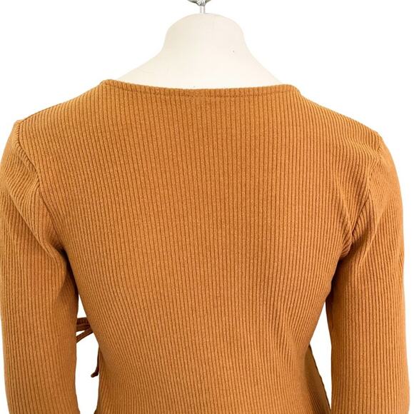 OLD NAVY Lightweight Ribbed Wrap Sweater in Honey Long sleeve Stretch SZ M - Picture 8 of 13